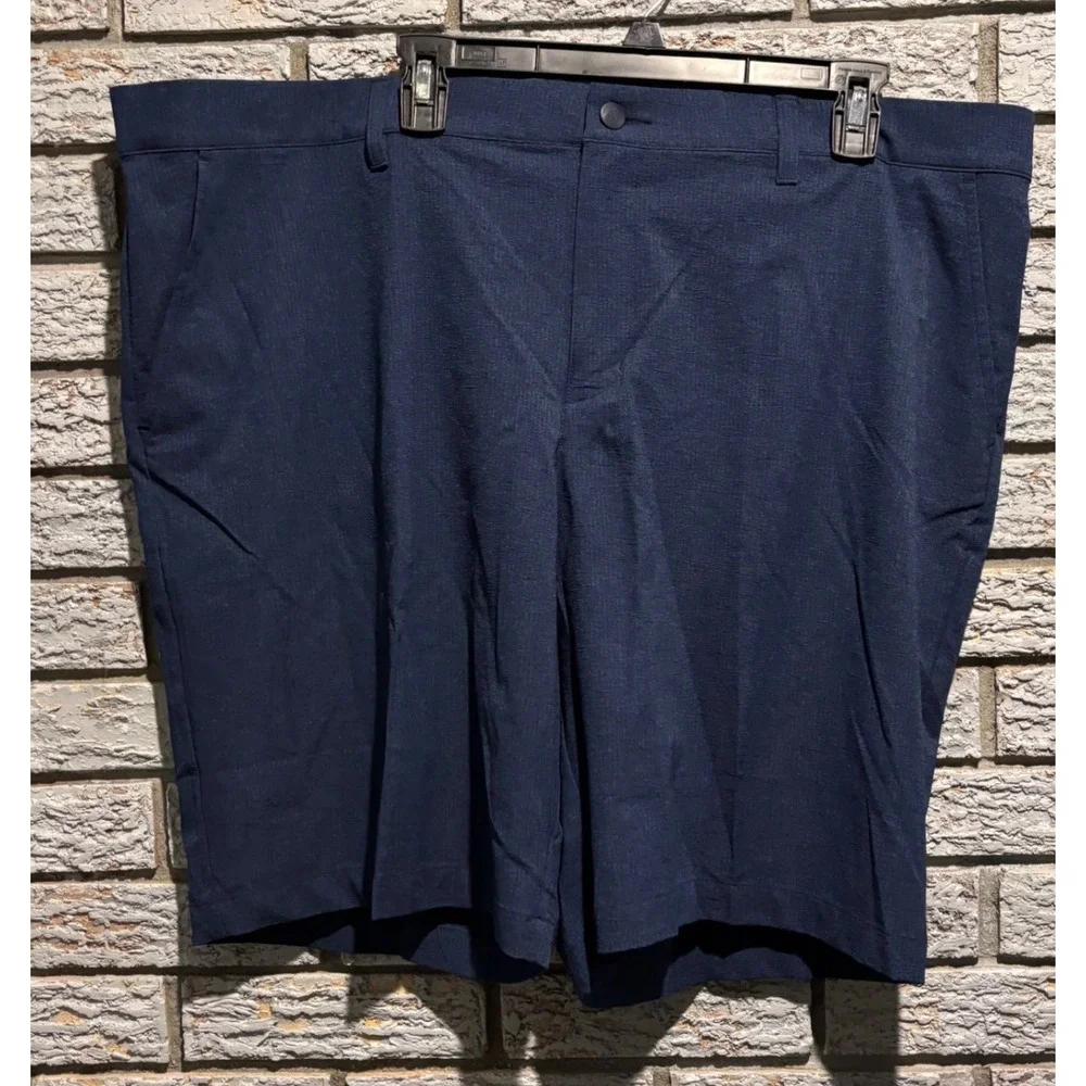 Adidas Mens Golf Shorts Navy Blue Performance Textured Flat Front Size 44